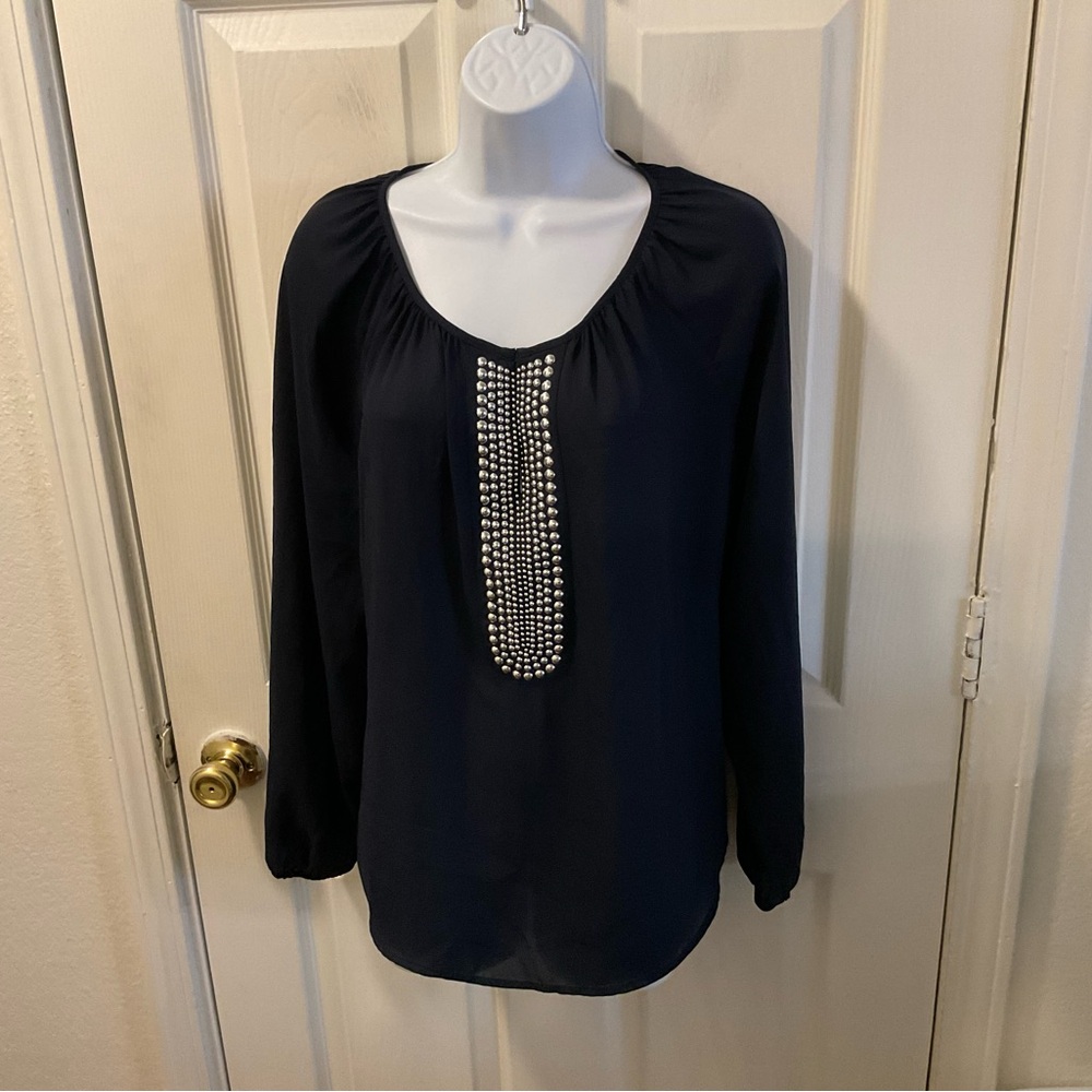 Elegant Black Women's Top with Embellishments